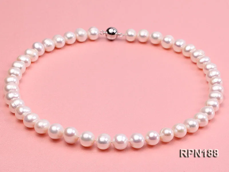

Unique Pearls jewellery Store Charming 8-9mm White Color Natural Freshwater Pearl Necklace Magnet Clasp