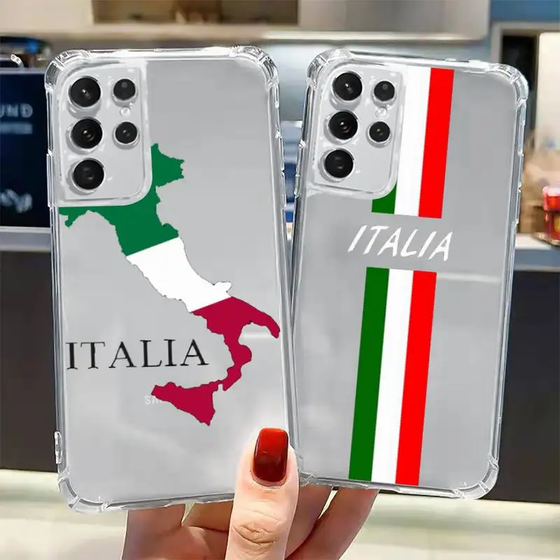 

italy flag Phone Case Transparent for Samsung A 10 21S 31 50 51 52 12 71 S note 10 20 21 fe plus ultra