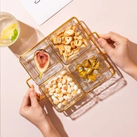 boussac grid snack tray candy nuts seeds plate glass dry fruits dishes home desktop with metal frame serving snack plates