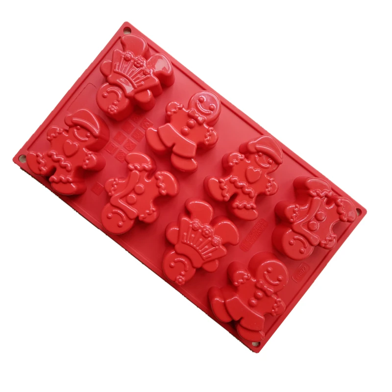 

1Pc Cake Tools Christmas Theme Gingerbread Man Mould Baking Silicone Cake Mold Non-stick 8 Cavity Moulds