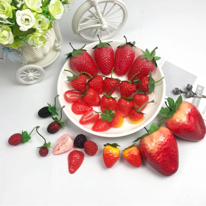 

5Pcs Simulation Strawberry Bubble Fake Fruit Window Photography Display Props Children's Toys Early Education Props