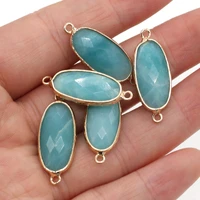 2pcs natural stone connectors pendants amazonite double hole charms jewelry making diy earring necklace bracelets size 11x27mm