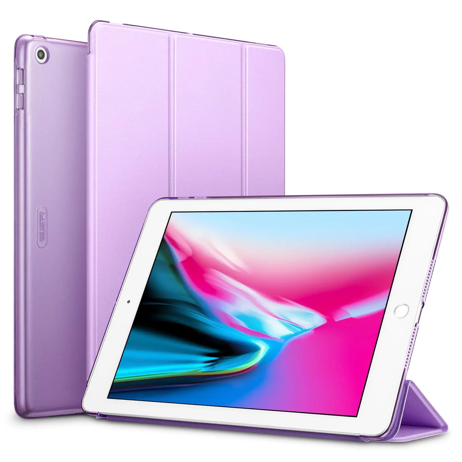 Чехол для iPad 9.7 дюймов, ESR ура Цвет искусственная кожа+ Ultra Slim Light Вес PC задняя крышка для iPad 9.7 Новинка года модель - Цвет: Purple