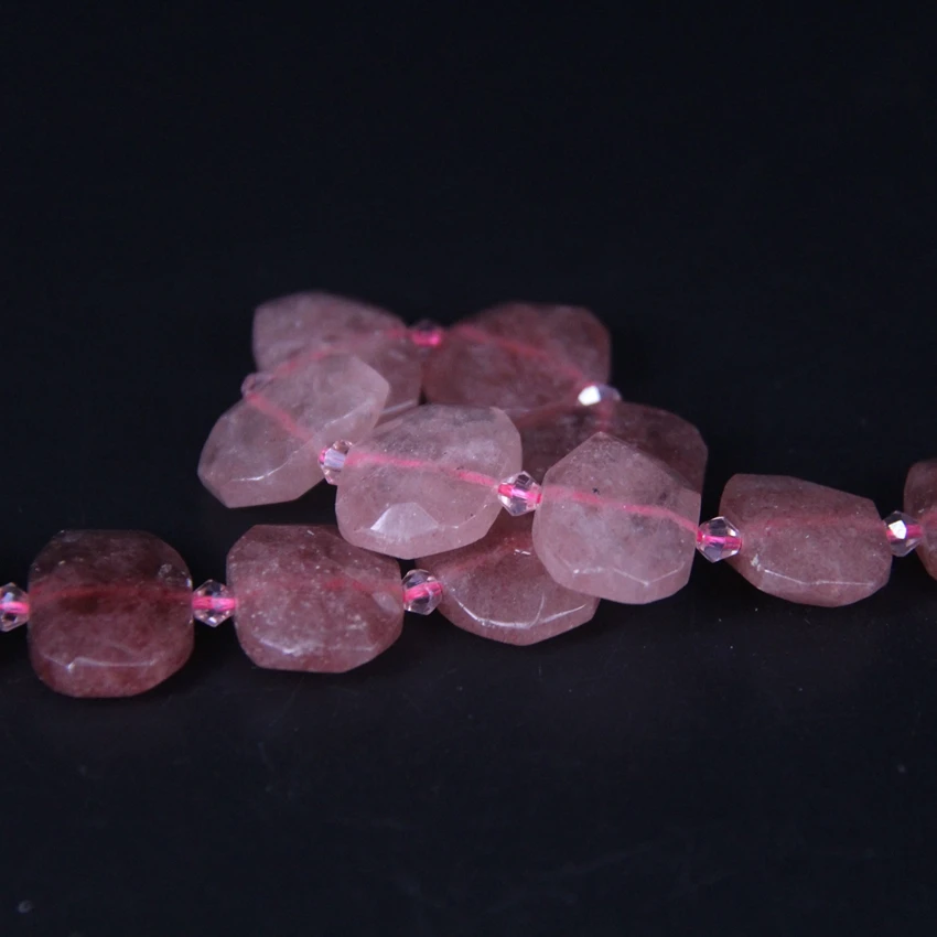 22 шт/прядь граненые Клубничные кварцевые плиты саморезы свободные бусины