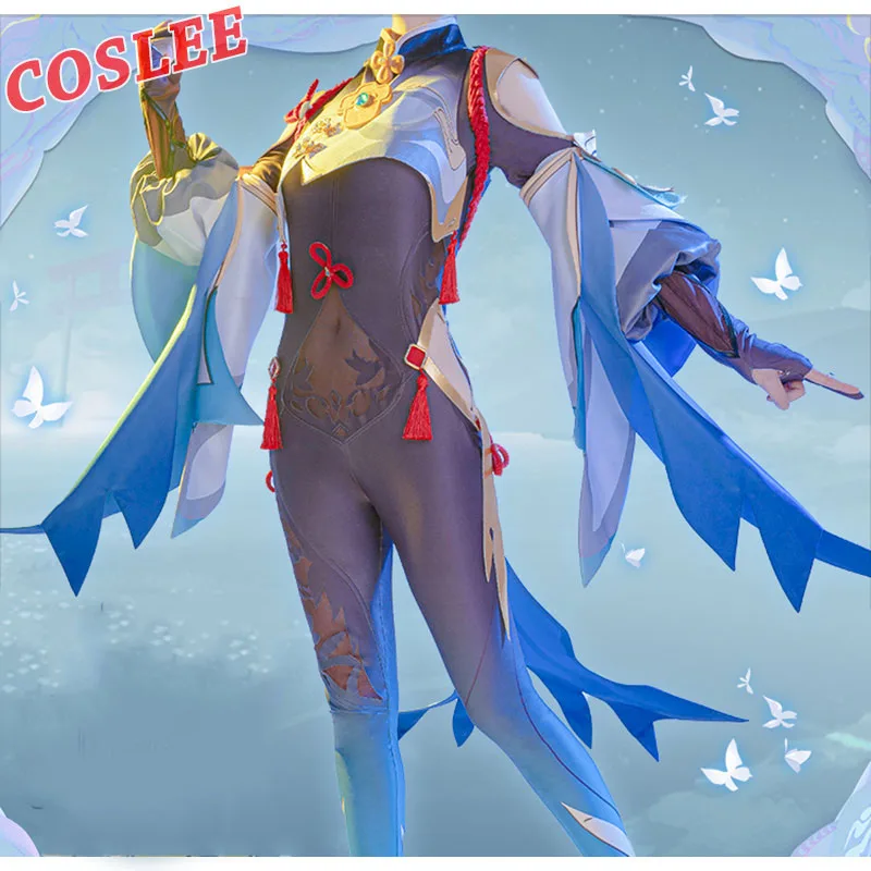 

COSLEE Game Genshin Impact Cosplay Shenhe Costume Cloud Retainer Shen He Women Halloween Party Role Play Outfit 2021 NEW