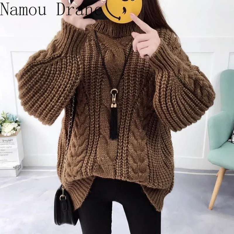 2020 autumn and winter new thick thread knit sweater Korean version loose lazy style super fire short pullover women | Женская одежда
