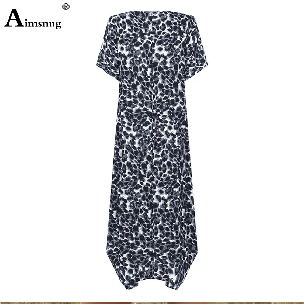 Женское Элегантное Длинное Платье Aimsnug винтажное пляжное платье с леопардовым