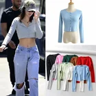 Женские укороченные топы, брендовый кардиган с круглым вырезом, свитер на пуговицах, брендовый женский топ Melville, рубашка с длинным рукавом, Женский брендовый Топ Mel Amara