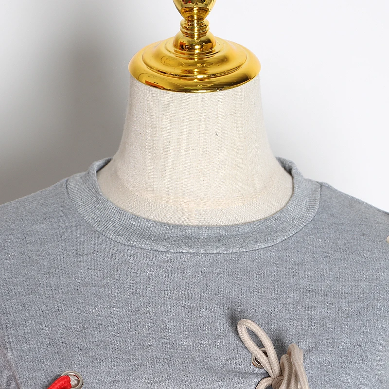 CHICEVER Лоскутные женские платья с бантами круглым вырезом фонарь длинным рукавом