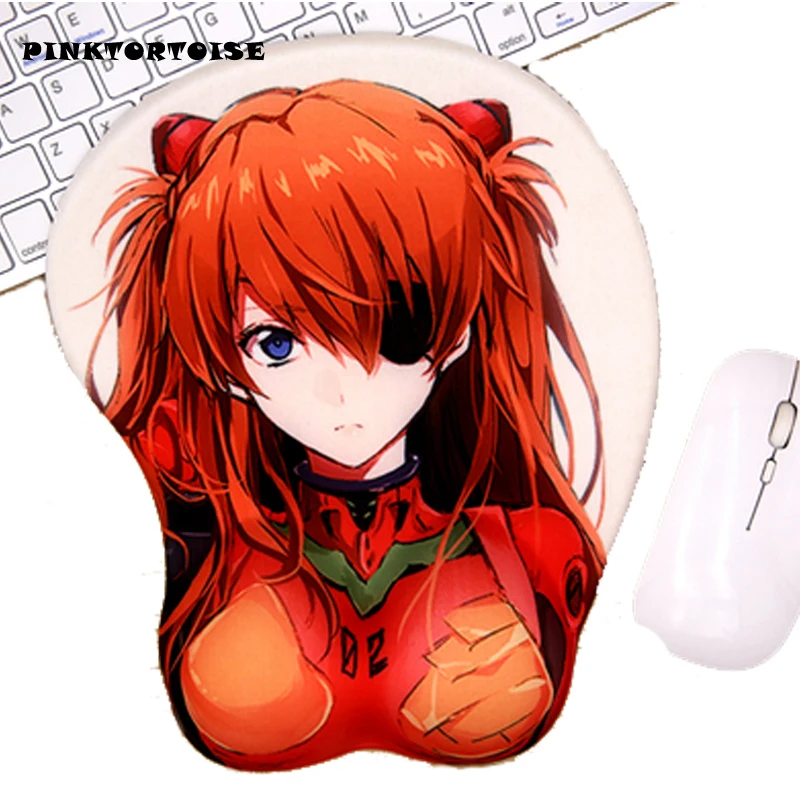 Мягкий силиконовый 3D коврик для мыши в стиле аниме Asuka Langley Soryu эргономичный