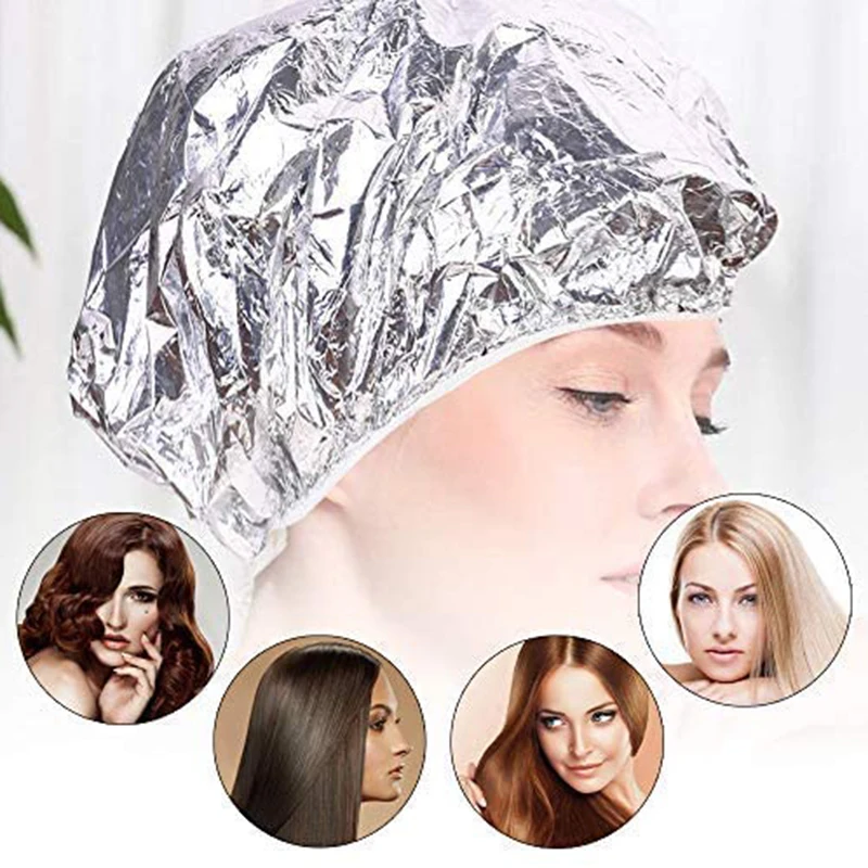 

1/5Pcs Waterproof Heat Insulation Ultra-thin Nourishing Dry Disposable Elastic Aluminum Foil Hoods Shower Baking Oil Hair Cap