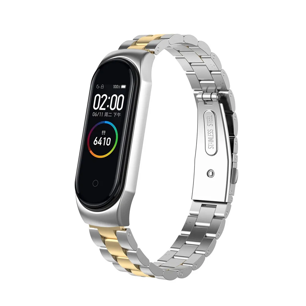Браслет Beautyss для xiaomi mi Band 4 ремешок спортивных часов Часы из нержавеющей стали band