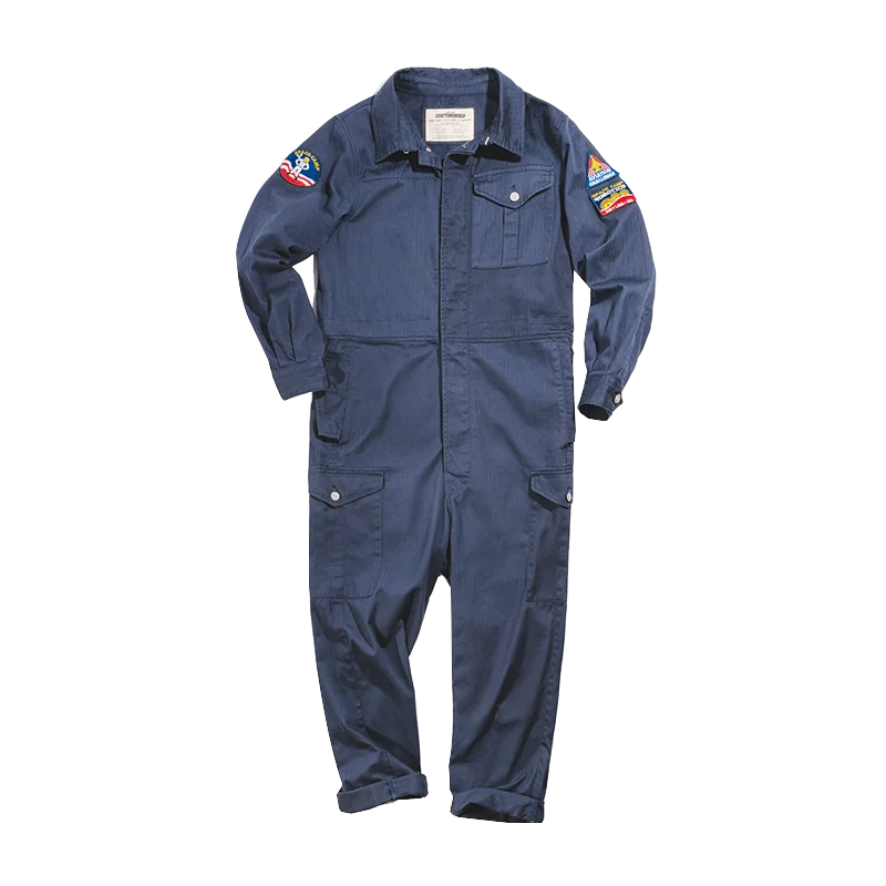 Мужской винтажный комбинезон с длинным рукавом рабочая одежда заплатками и