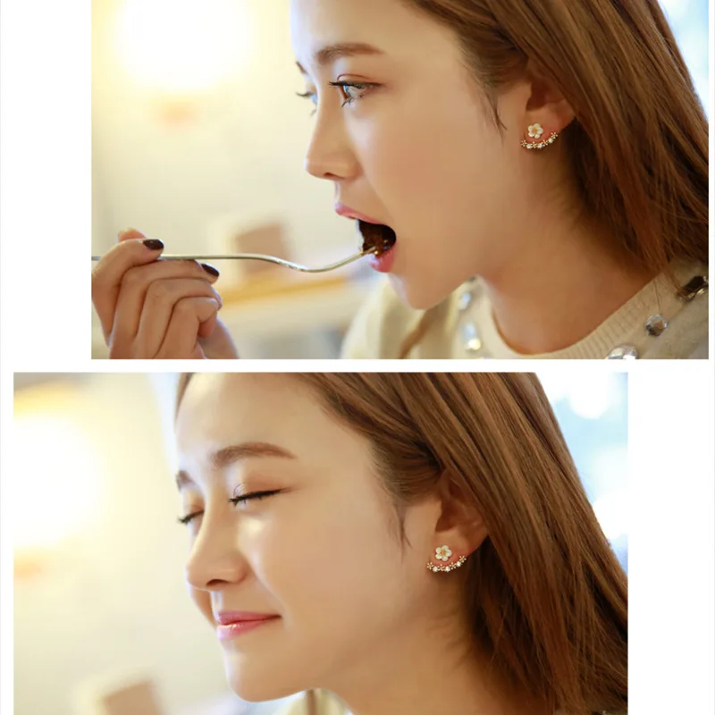 

LEIZNO stud earrings s925 sterling Silver for women's jewelry Unusual piercing pandora fashion crystal flower 2021 trend