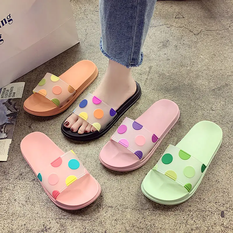 Cute girl heart dot slippers girl trendy non-slip bathroom bath home slippers shoes women slipper women flat slippers for women