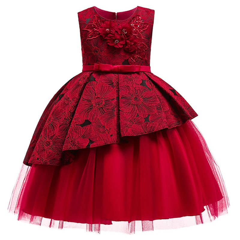 Formal Backless Dress Elegant Kids Dresses For Girls Clothing Layered Wedding Girl Dress Gown Wedding Party Princess Dress
