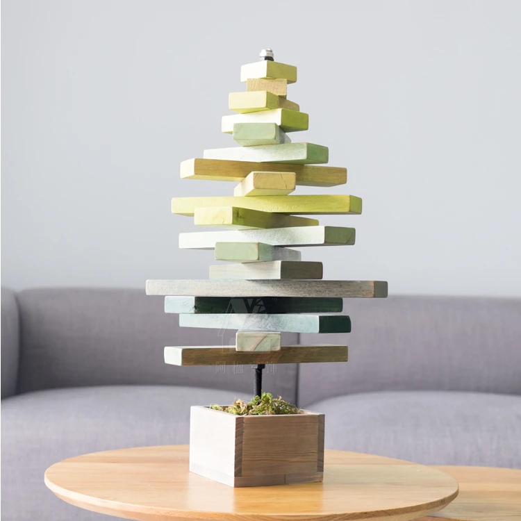 

Wood Modern Figurine Desk Nordic Abstract Plants Creative Simple Figurine Handmade Geometric Decoracion Decoration Crafts DE50XB