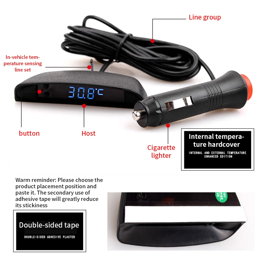 Автомобильные электронные часы светящийся измеритель температуры вольтметр