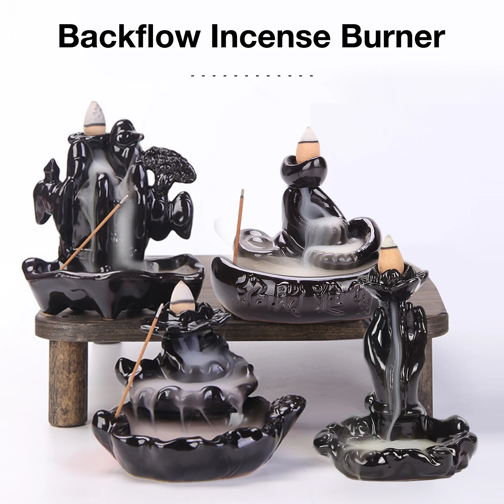 

Incense Holder Ceramic Backflow Incense Burner Rockery Waterfall Incense Burner For Meditation Yoga Room Home Decor Gift