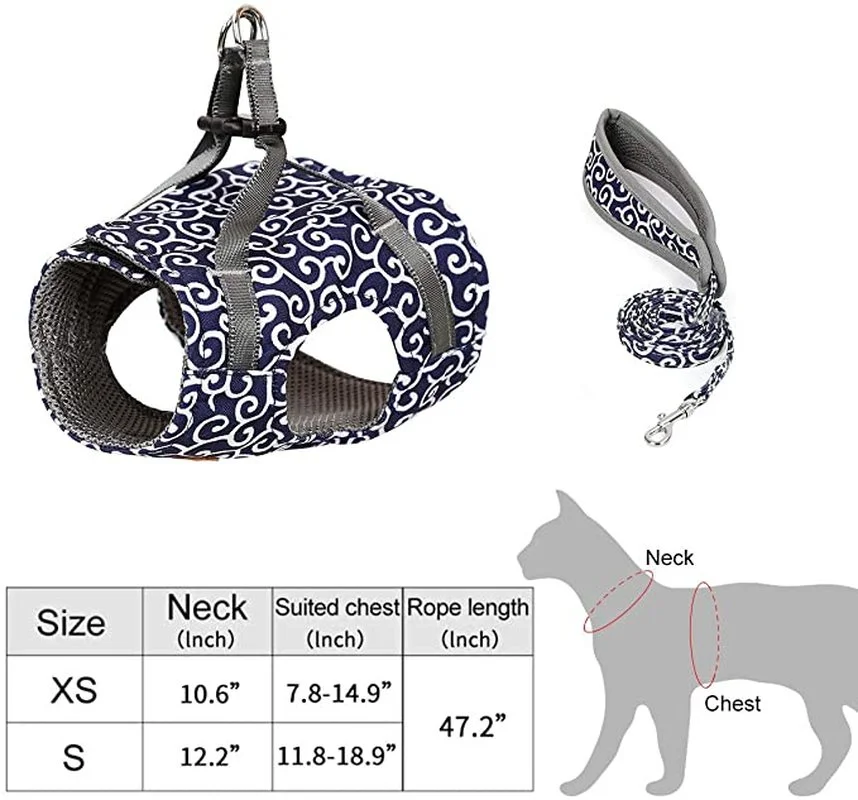 

Cat Harness and Leash Set for Walking Escape Proof Soft Adjustable Vest Harnesses for Cats Easy Control Breathable Reflective