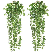 Artificial Plants Vine Leaves Ratten Hanging Ivy Fake Flowers Wall Creeper Wedding Home Garden Decoration Grape Ratten Leaves