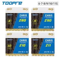 toopre bicycle chain 6s 7s 8s 9s 10s 11s mtb road bike carbon steel variable speed golden chain full plating anti rust 116l