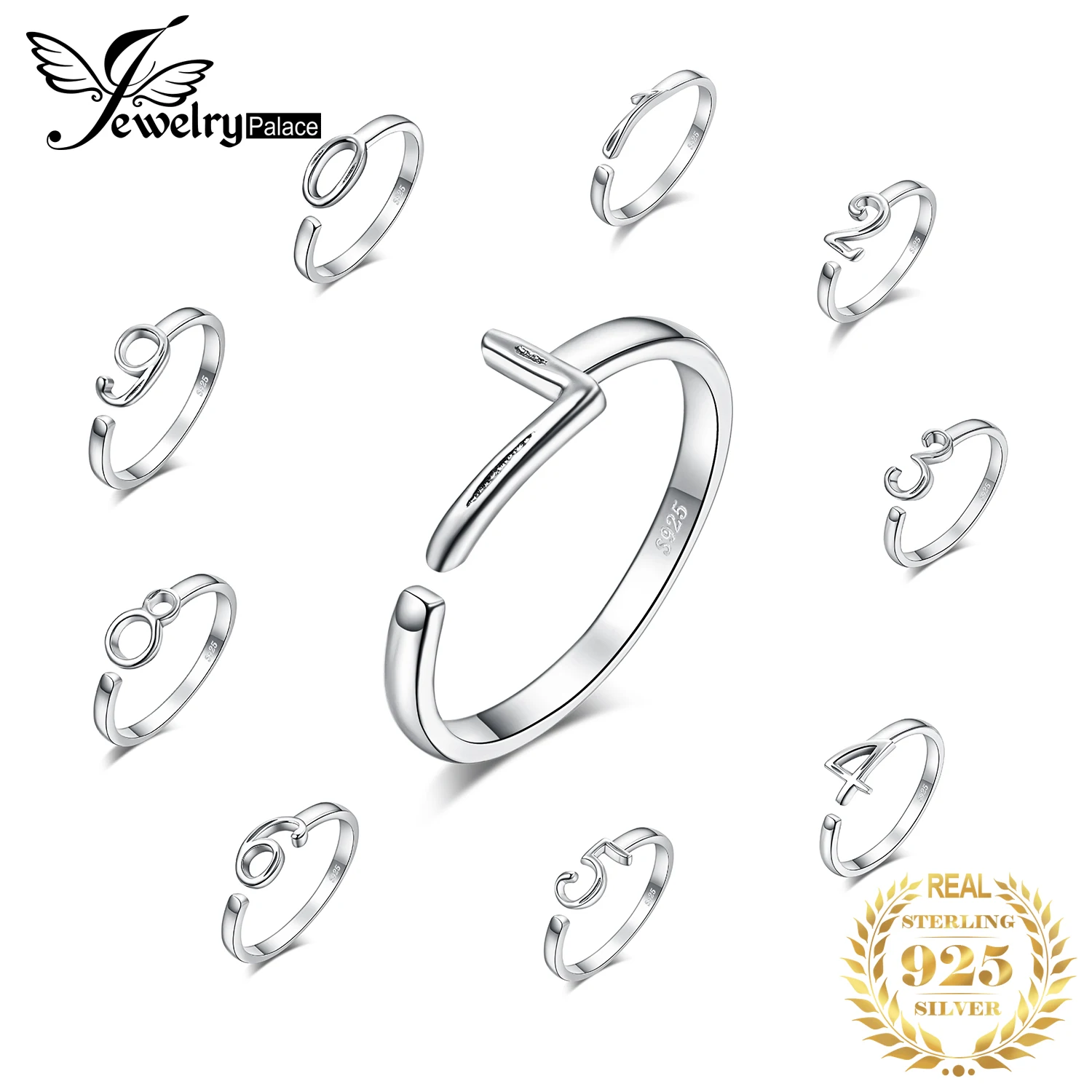 JewelryPalace Открытое кольцо для Для женщин счастливое число 0 до 9 рождения Юбилей 925