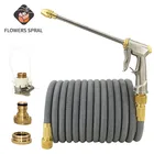 Садовый телескопический шланг 17FT-125FT, шланг европейского стандарта для волшебный, резиновый, водяная труба, шланг для мойки высокого давления с распылителем, для полива сада
