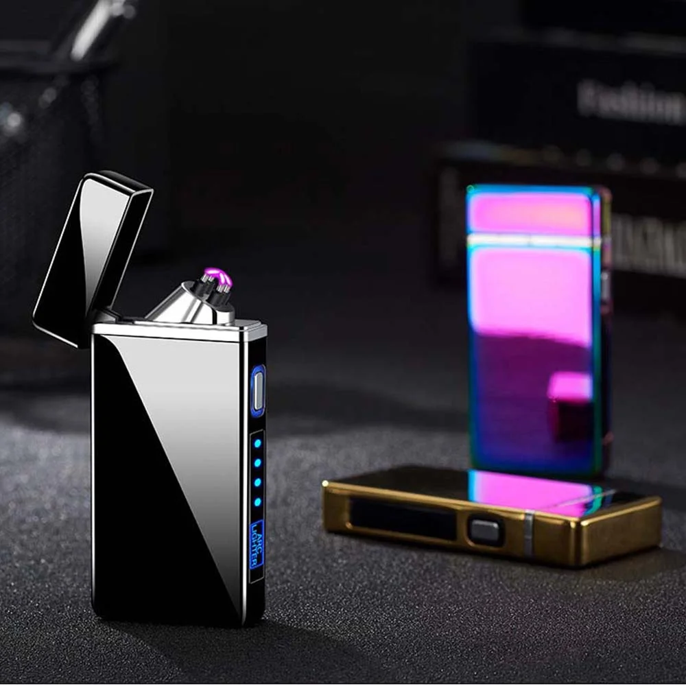 Dual Arc USB Lighter Metal Rechargeable LED Power Display Plasma Lighter Outdoor Lighter Fire Starter Windproof Smoker Men Gift images - 6