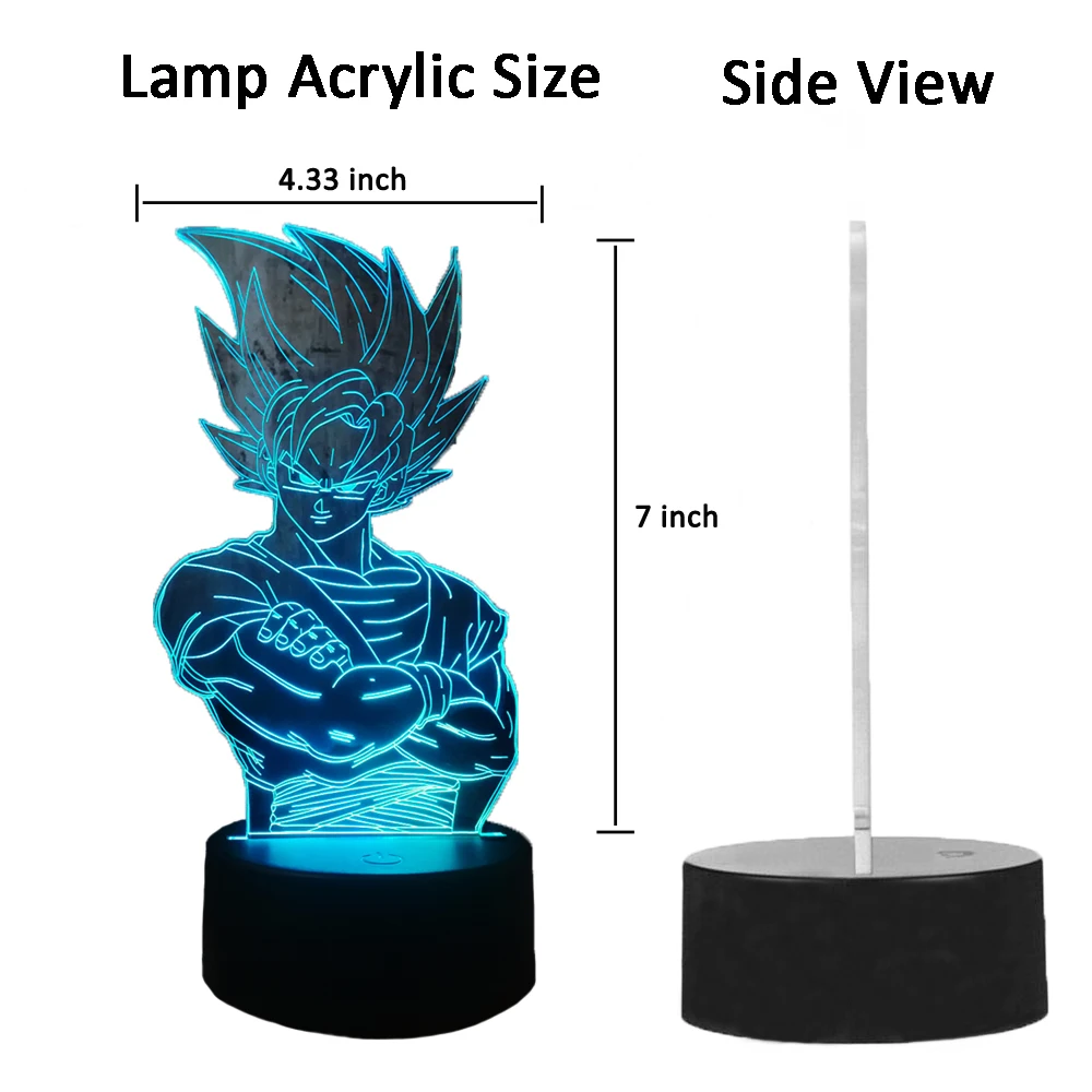 Saiyan Son Goku Dragon Ball Kakarotto 3D светодиодный Ночной светильник, настольные вечерние лампы, домашний декор, детская игрушка, рождественский подарок, Прямая поставка