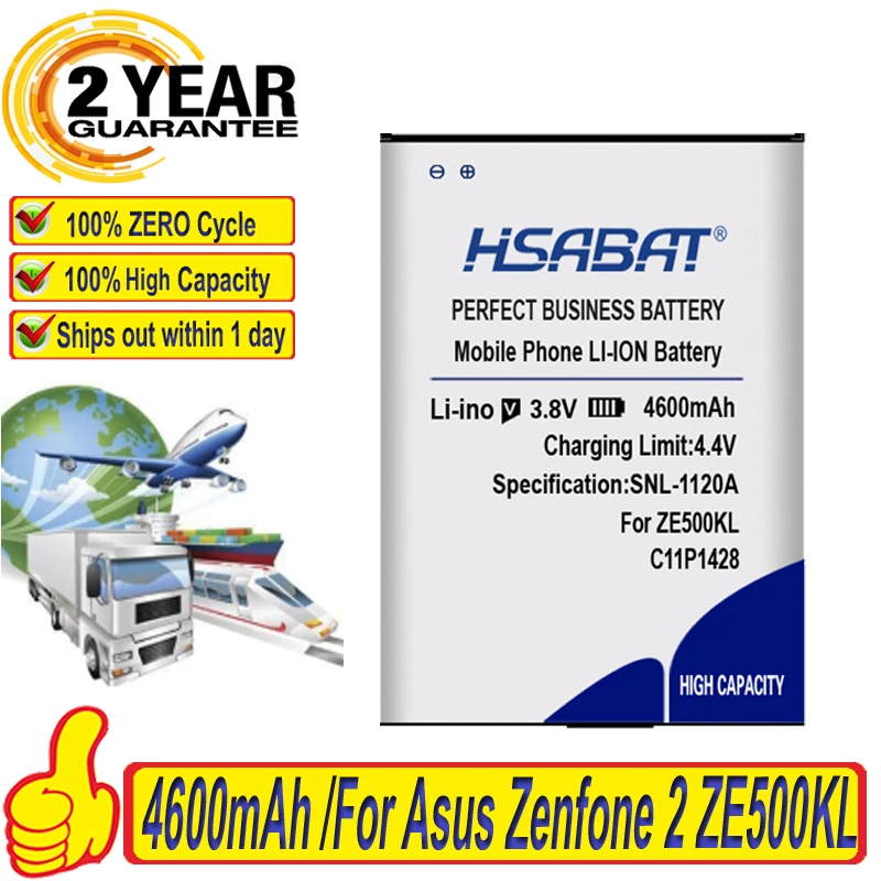 Аккумулятор HSABAT для Asus Zenfone 2 Zenfone2 Laser ZE500KL ZE500KG 4600 мАч C11P1428 5 &quotZ00ED Бесплатная