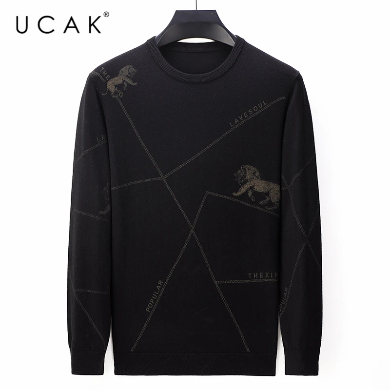 

UCAK Brand Casual Sweaters Men Clothing O-Neck Striped Streetwear Sweater Clothes Pull Homme Warm Autumn Winter Pullover U1147