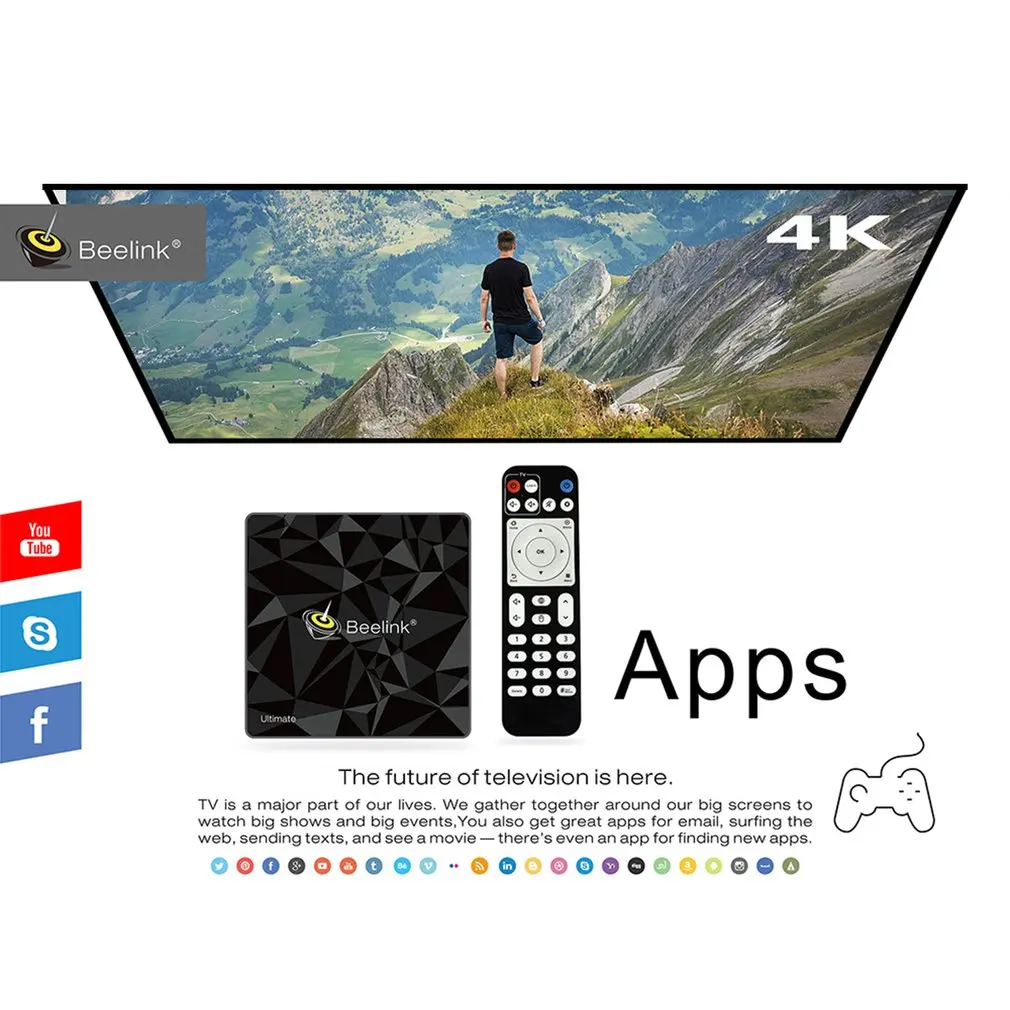 Beelink GT1 3g+ 32GG Двухдиапазонная 2,4G& 5,8G wifi 4,0 сетевая tv-приставка
