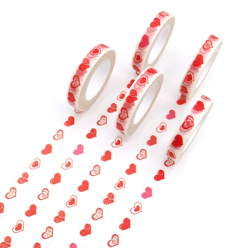 

Multi-style Red Heart Slim Washi Tape Set DIY Office Stationery Masking Paper Decorative Scrapbook Sticky Stickers 1PCS
