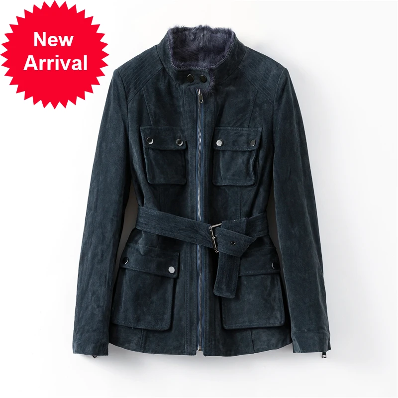 

Женское зимнее пальто из натуральной кожи с ремнем на молнии, Женское пальто для отдыха, пальто B401708