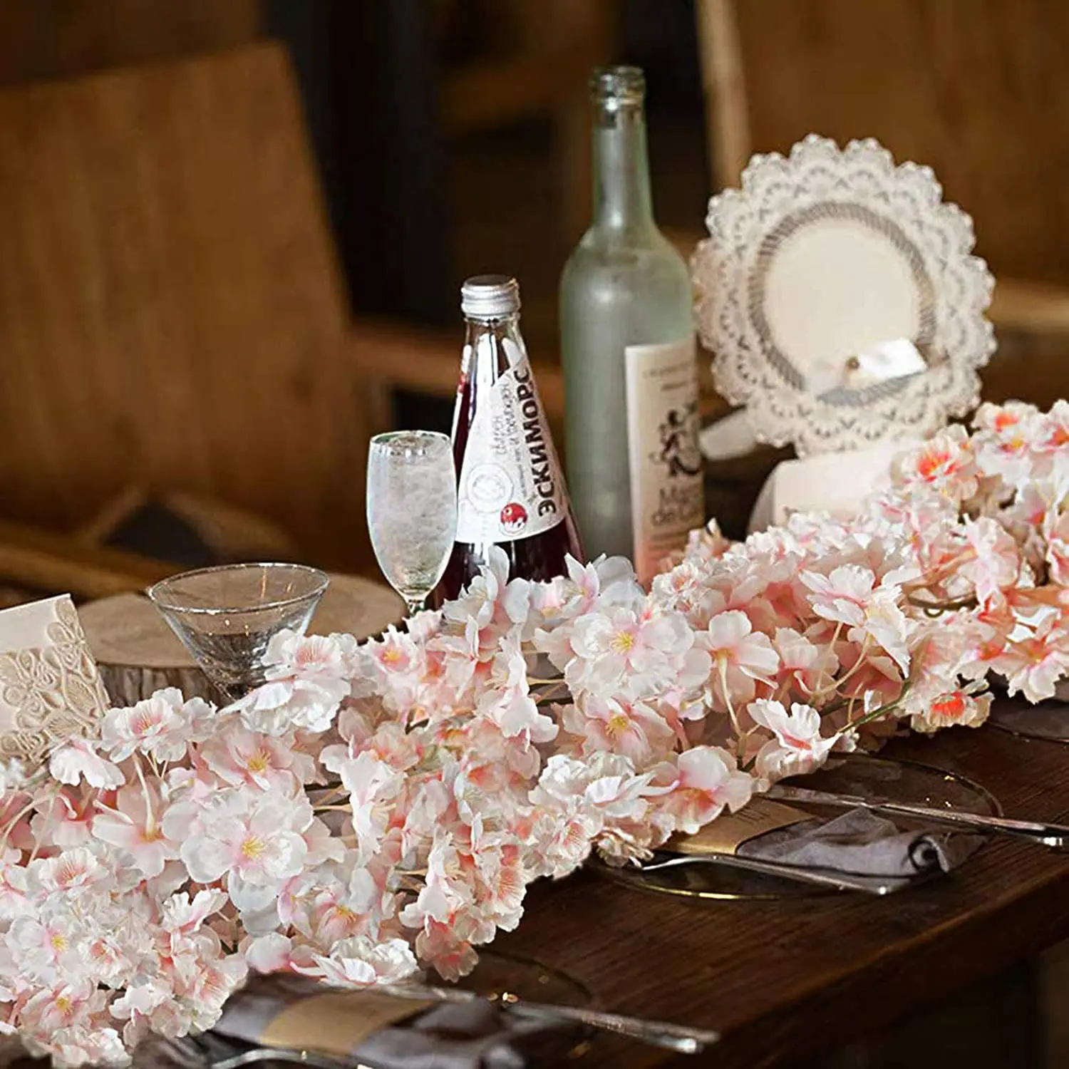 2/4/6PCs 144 Heads Artificial Cherry Blossom Flowers for Wedding Pink Garland Hanging Vine Fake Flower Home Party Decoration | Дом и сад