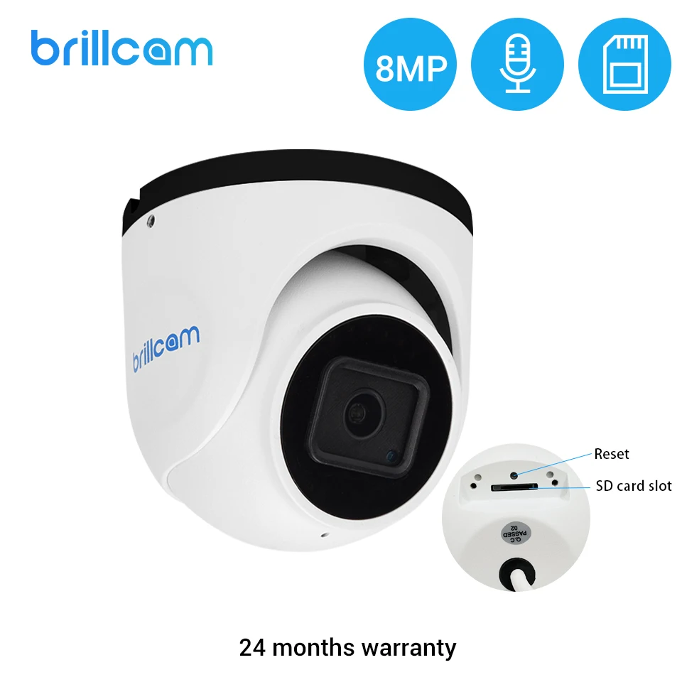 Инфракрасная купольная IP камера Brillcam 4K/8MP UHD с объективом 2 8 мм PoE IP67