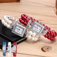 luxury womens watch brand watches square shiny pearl bracelet digital clock ladies quartz wristwatches gift relogio feminino