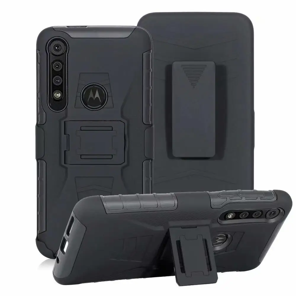 Ударопрочный жесткий чехол с подставкой и зажимом для Moto G8 PLUS/G8 Play/one macro|Бамперы| |