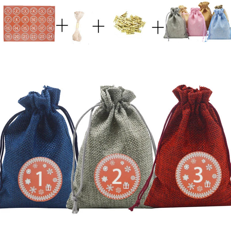 24 шт. разноцветные рождественские мешочки для конфет|Носки и держатели подарков|