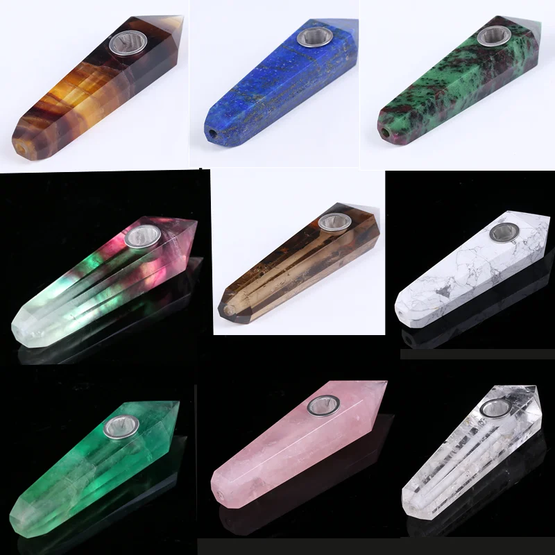 

Natural quartz crystals smoking pipe mineral gemstones spiritual reiki healing for gifts