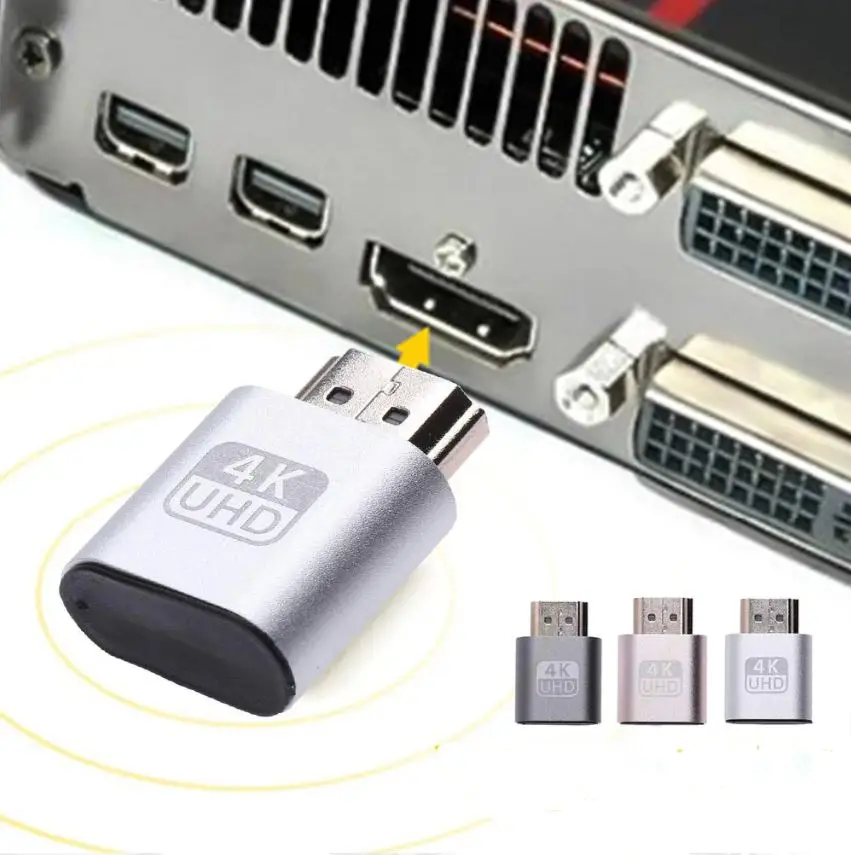 

VGA HDMI-compatible Dummy Plug Virtual Display Emulator Adapter DDC Edid Support 1920x1080P For Video Card BTC Mining Miner