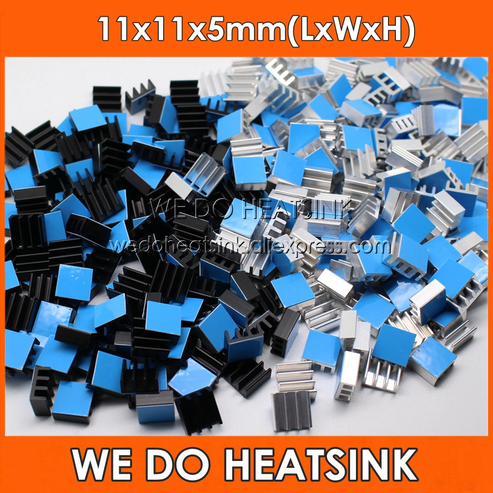 

Wholesale 11x11x5mm Silver / Black Anodized Aluminum Mini Heatsink Ram Radiator With Thermal Ahesive Tape Applied