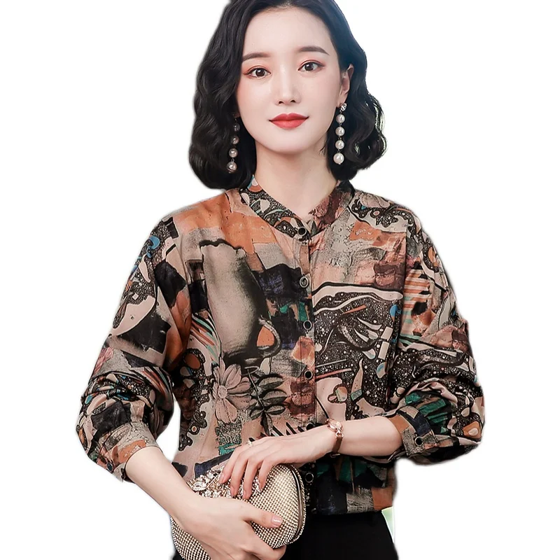 

Summer New Women Fashion Long Sleeve V Neck Back Hollow Out Floral Blouses Shirts Casual Chiffon Tops Shirts Blusas