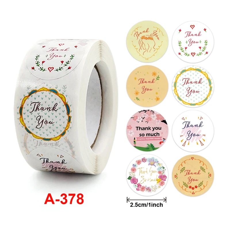 

Floral Thank You Stickers Roll 500-Count Stickers Round for Wedding Birthday Party Favors Holiday Celebration Decor JR Deals
