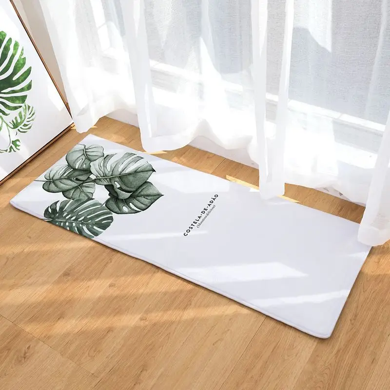 

Flannel Long Floor Mat Door Mat Heat Transfer Oil Painting Plant Kitchen Bathroom Water-Absorbing Non-Slip Mat Carpet