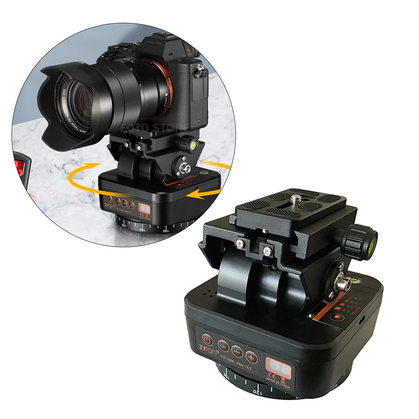 

Motorized Panoramic Tripod Head with Variable Speed, Time and Direction- Perfect DSLR Cameras Smartphone Timelapse Rotator