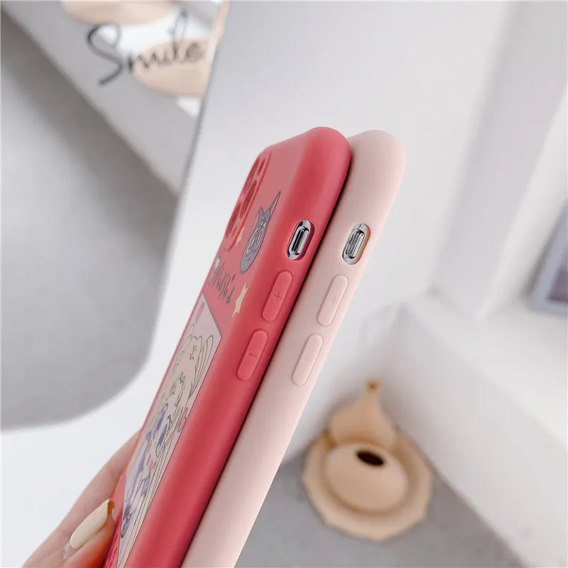 New Cartoon Simple Phone Cases For IPhone 12 Mini 11 Pro XS MAX X XR 6 6S 7 8 Plus SE 2021 Liquid Silicone Cover Coque | Мобильные