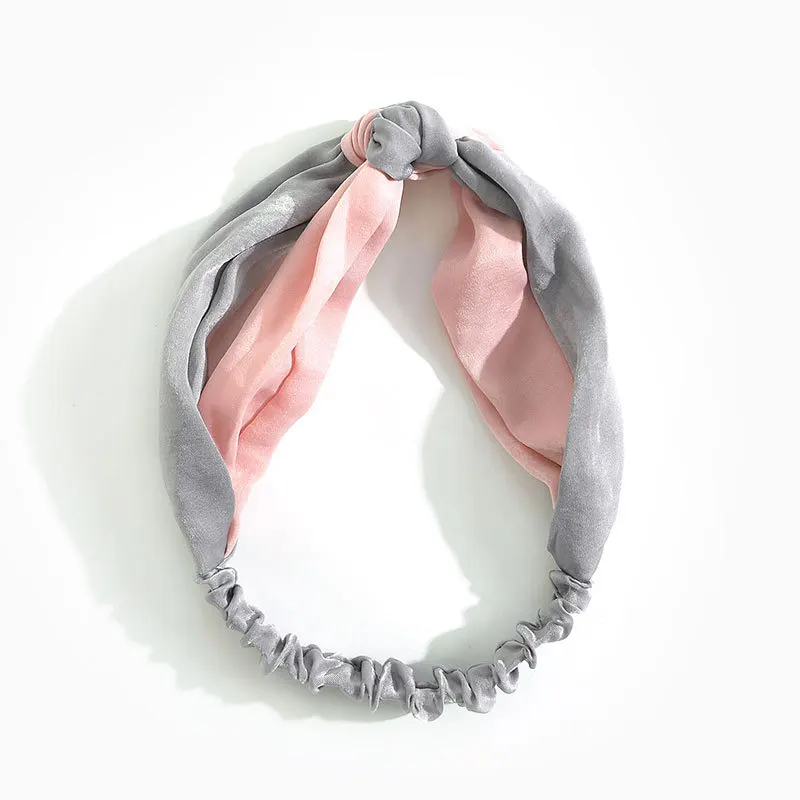 

2021 New Lady Cross Knot Hair Bands Satin Silk Headband for Women Make Up Headwear Girls Flower Hair Accessories Nj0064