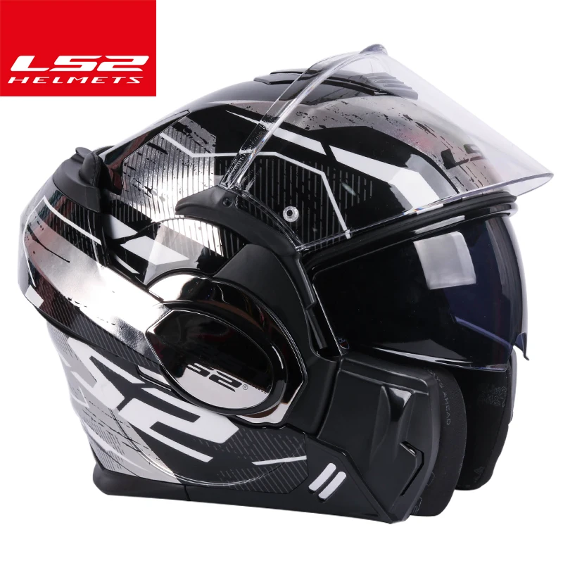 LS2 FF399 Flip up double lens helmet ls2 Valiant motorcycle helmets back somersault capacete moto casco casque images - 6